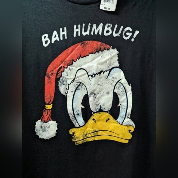 Disney  Donald Duck Black Bah Humbug T-Shirt Unisex men's M Women's L/XL - Picture 7 of 8